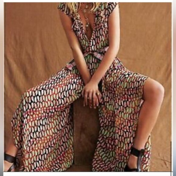 Free People FP One Sahara Jumpsuit Hand Printed Size Small - Picture 2 of 15